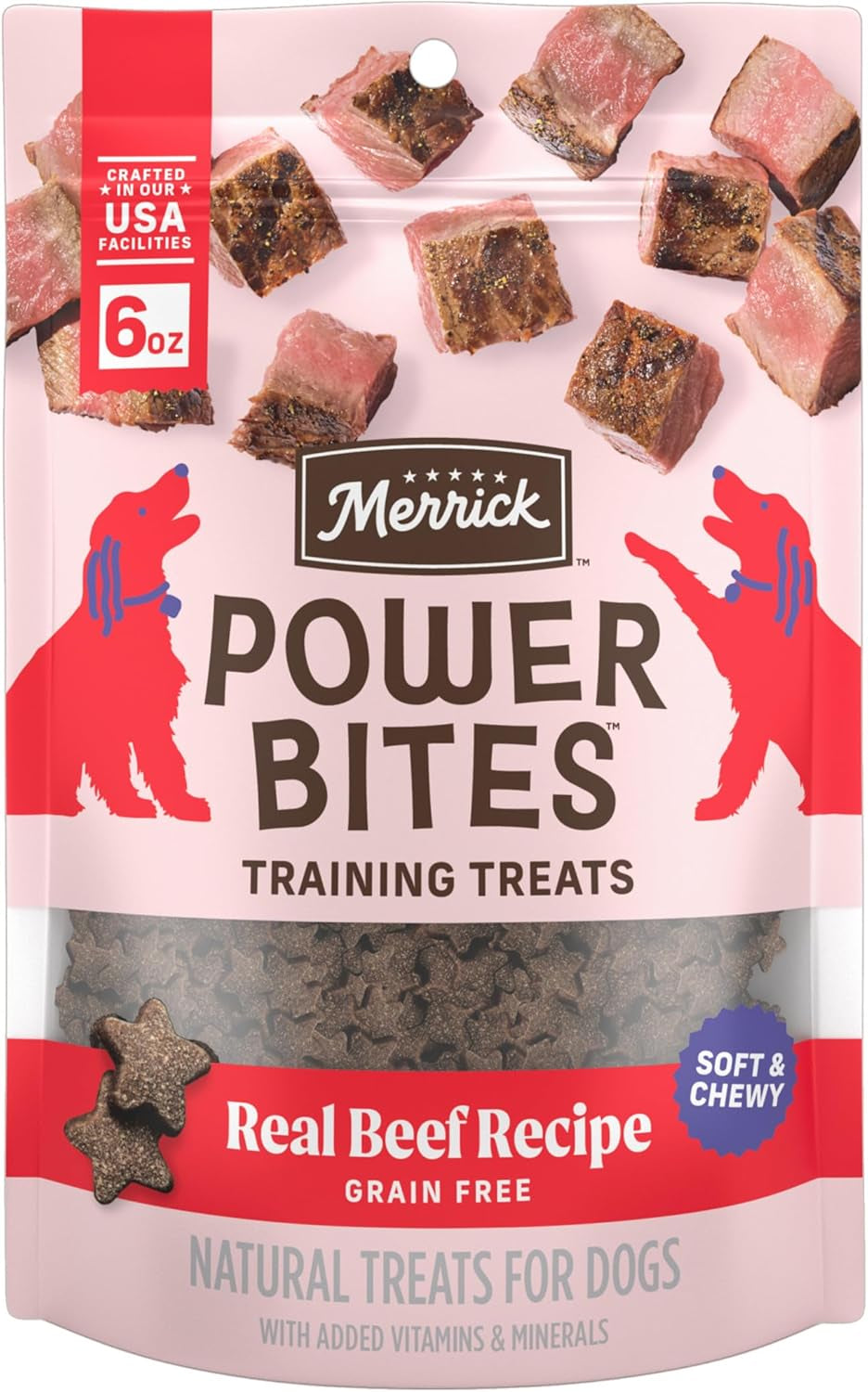 Power Bites Real Beef Natural Grain Free Dog Treats 6 Oz Pouch