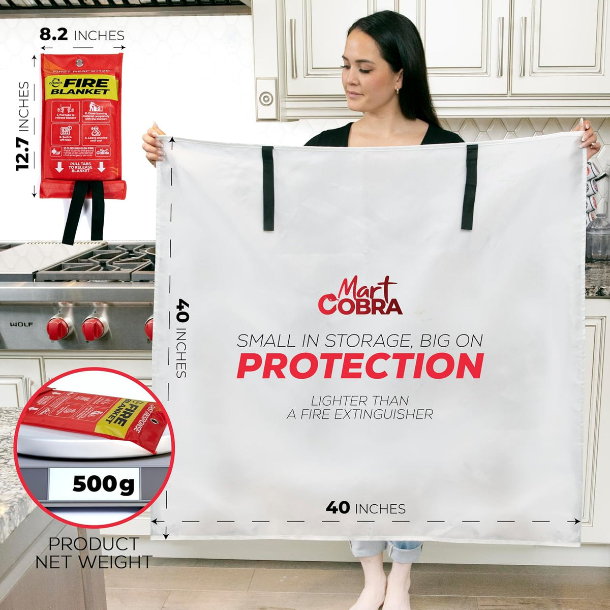 Emergency Fire Blanket for Home & Kitchen 2-Pack Safety