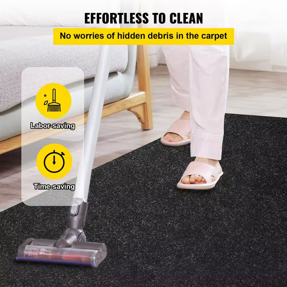 Black 6 Ft. X 23 Ft. Boat Carpet Waterproof Indoor Outdoor Carpet Cuttable Easy to Clean Indoor/Outdoor Area Rug