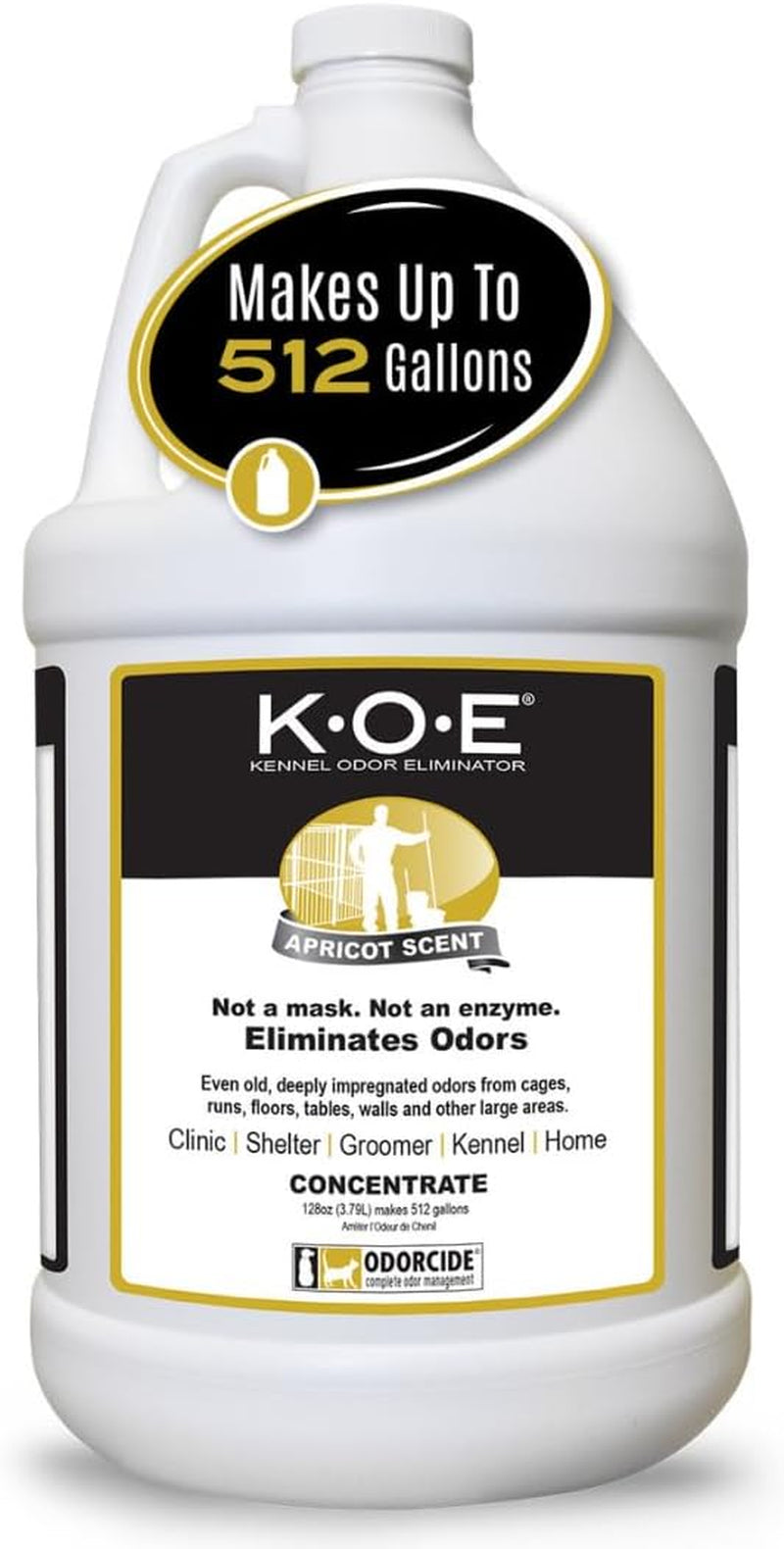 K.O.E. Apricot Odor Eliminator Concentrate for Strong Odor for Cages, Runs & More – Home & Kennel W/Safe, Non-Enzymatic Formula - 128 Oz