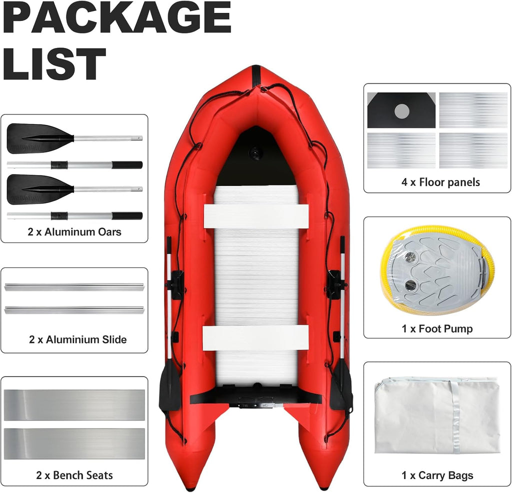 Inflatable Dinghy Boat 2-8P USCG Alum Transom V-Hull 4Cham