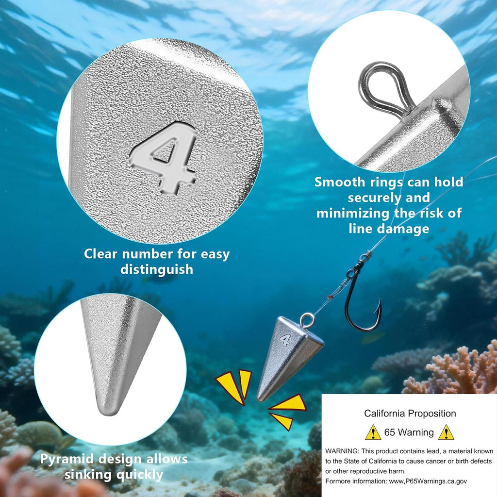 Pyramid Fishing Sinkers Lead Weights for Surf Saltwater