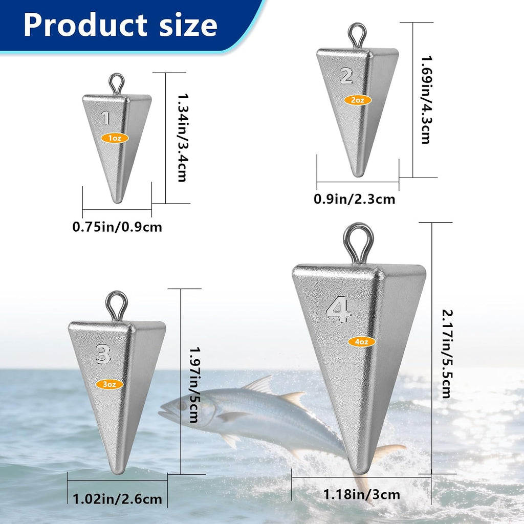 Pyramid Fishing Sinkers Lead Weights for Surf Saltwater