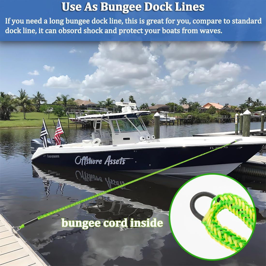 Boat Bungee Dock Lines, Boat Bungee Anchor Lines, Boat Bungee Anchor Rope, PWC Anchor Line, PWC Accessories, Jet Ski Accessories
