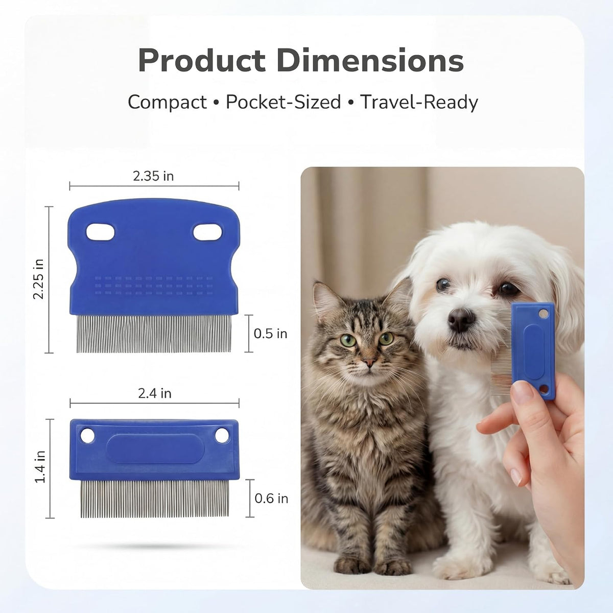Tear Stain & Flea Remover Comb Set for Dogs & Cats – Stainless Steel Eye Grooming Tool for Stains, Crust & Mucus – Gentle, Safe, Reusable – Pack of 2