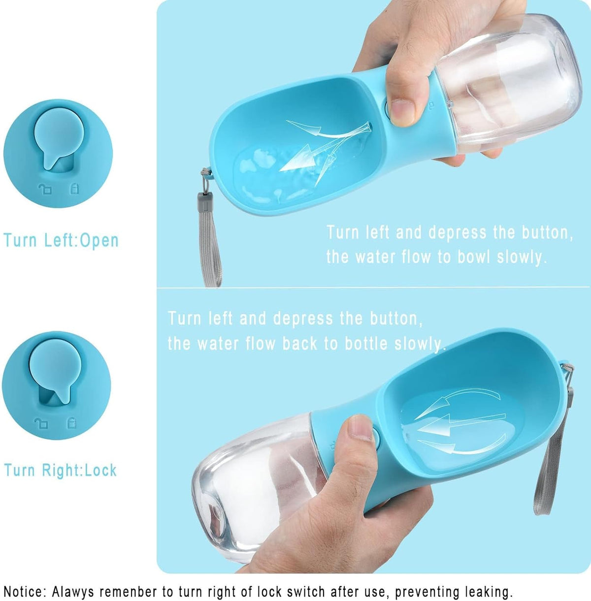 Dog Water Bottle Portable with Food Container & Filter for Travel