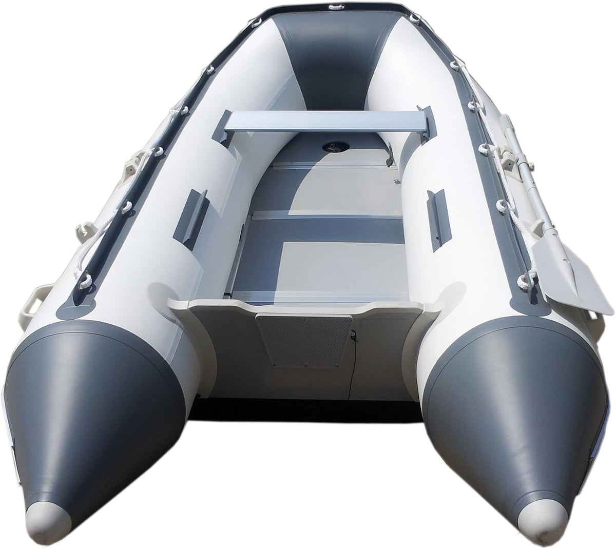 Newport 8Ft 10In Dana Inflatable Sport Tender Dinghy Boat - 3 Person - 10 Horsepower - USCG Rated, White/Gray