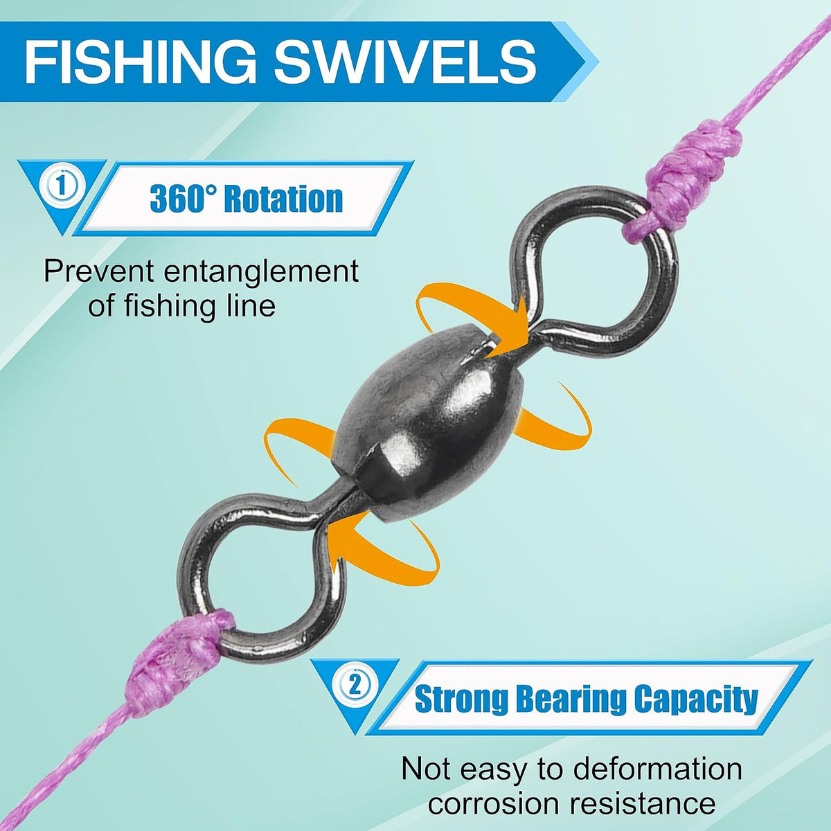 300Pcs Barrel Swivels Fishing Tackles Saltwater Freshwater