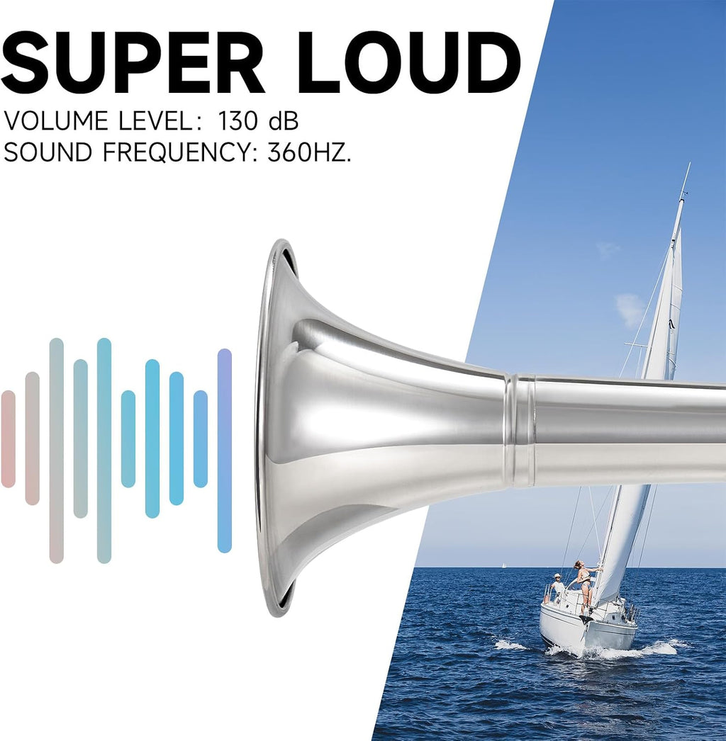 Boat Horn 12V Marine Horn for Boats Waterproof Electric Trumpet