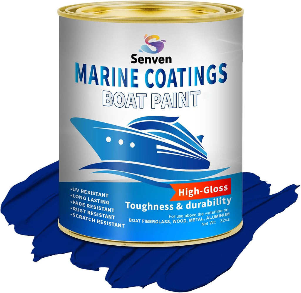 Boat Paint, 35 Oz Gloss Blue Marine Boat Topside Bottom Enamel Marine Paint for Boats, Wood, Fiberglass, Aluminum, Metals Oil-Based Epoxy Dark Blue