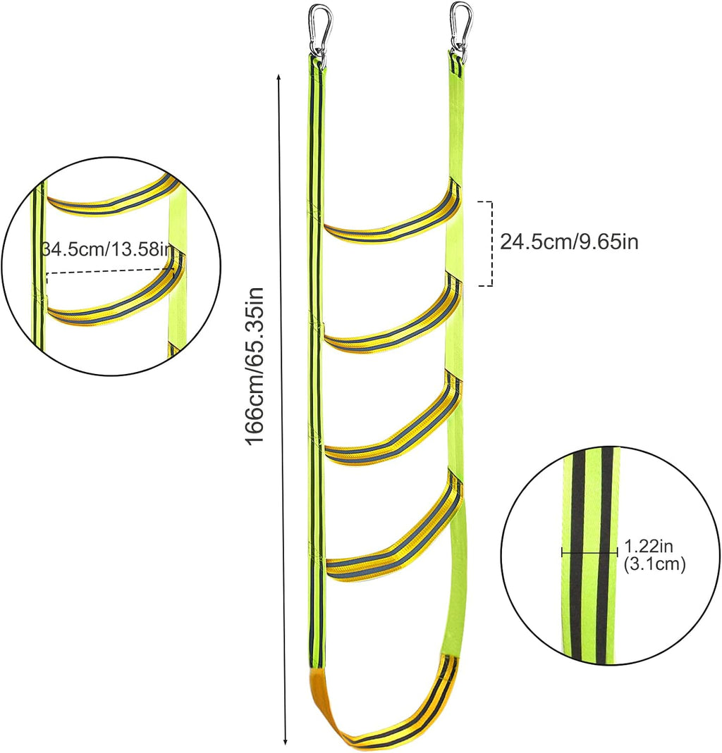 Boat Rope Ladder 5 Step Extra Long Portable Boat Ladders Extension Green Marine Climbing Rope Ladders Assist Boats Folding Ladder for Kayak Pontoon Canoeing Inflatable Boats