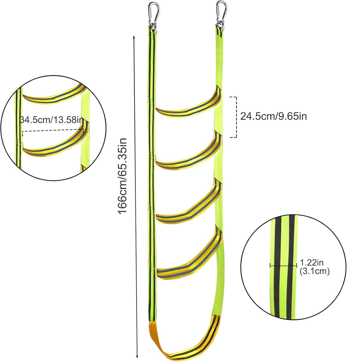 Boat Rope Ladder 5 Step Extra Long Portable Boat Ladders Extension Green Marine Climbing Rope Ladders Assist Boats Folding Ladder for Kayak Pontoon Canoeing Inflatable Boats