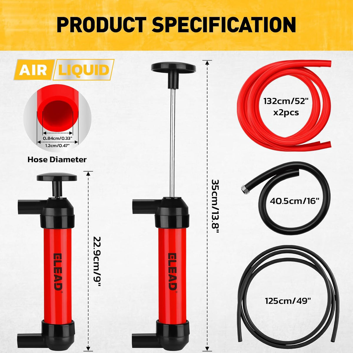 Fluid Transfer Siphon Pump for Gasoline, Multi-Use Liquid Transfer Pump, Fuel Oil Siphon Pumps, Multifunction Hand Inflation Pumps with Inflator Hose Adapter, Balloon Adapter