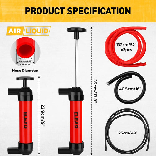 Fluid Transfer Siphon Pump for Gasoline, Multi-Use Liquid Transfer Pump, Fuel Oil Siphon Pumps, Multifunction Hand Inflation Pumps with Inflator Hose Adapter, Balloon Adapter