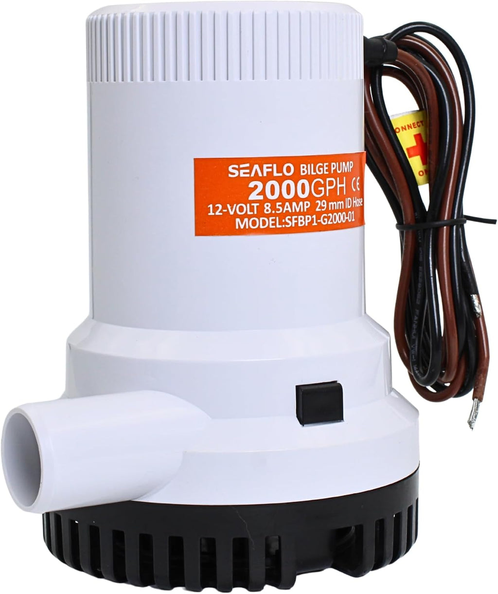 01 Series 2000 GPH Bilge Pump – 12V, 1-1/8" Outlet, Marine Submersible Pump with Anti-Airlock Protection, CE & Rohs Certified, 4-Year Warranty | Reliable for Boats and Marine Applications
