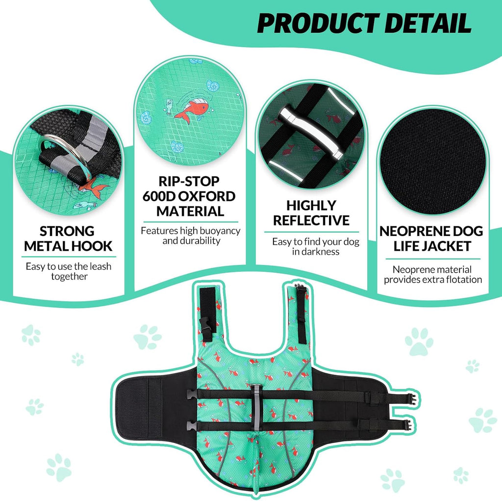 Small Dog Life Vest for Swimming Puppy Shark Dog Life Jacket XS