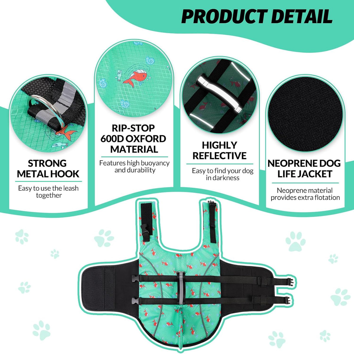 Small Dog Life Vest for Swimming Puppy Shark Dog Life Jacket XS