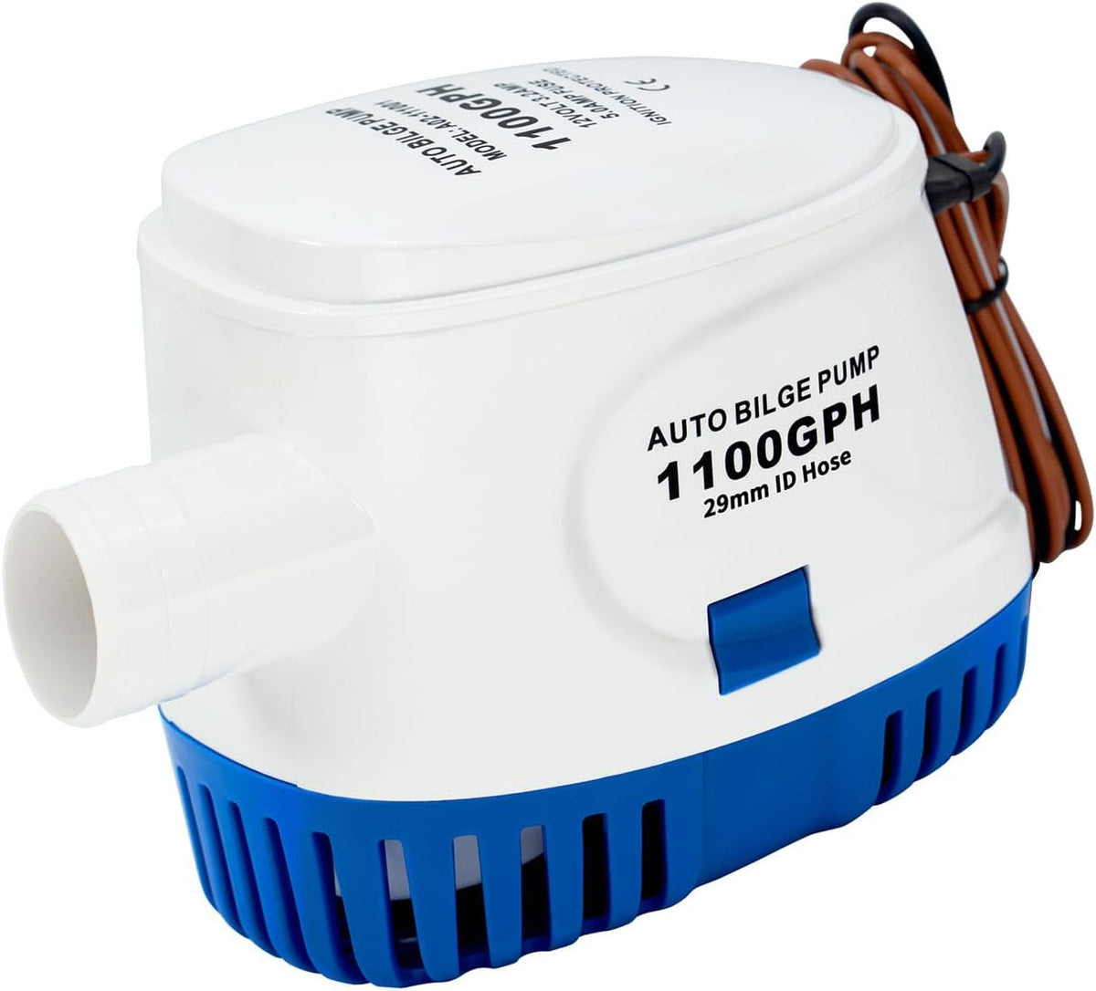 1100GPH Automatic Bilge Pump for Boats, 12V, 1-1/8" Outlet