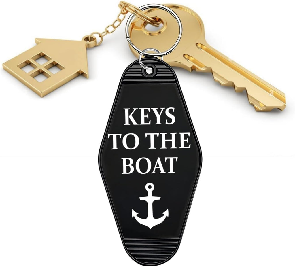Boat Keychain Key Tag Fob, Keys to the Boat, Boat Owner Boats Driver Captain Gifts Keyring Gift