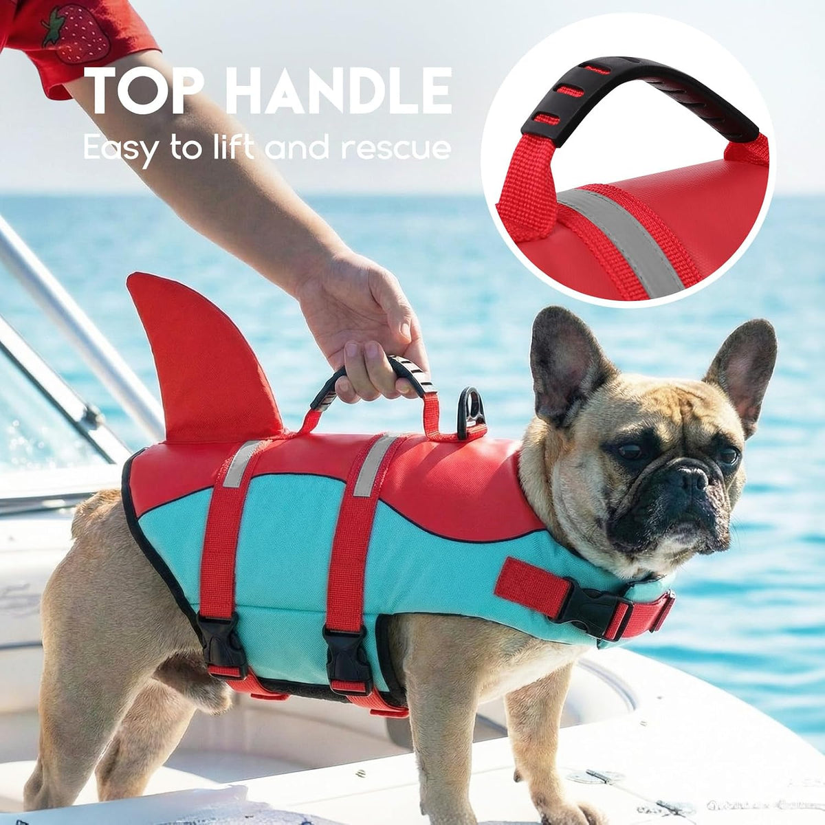 Dog Life Jacket - Pet Safety Vest for Swimming & Boating, Shark Life Jacket with Floatation, Dog Lifesavers Swimsuits for Small Medium Large Dogs (Redgreen, XL)