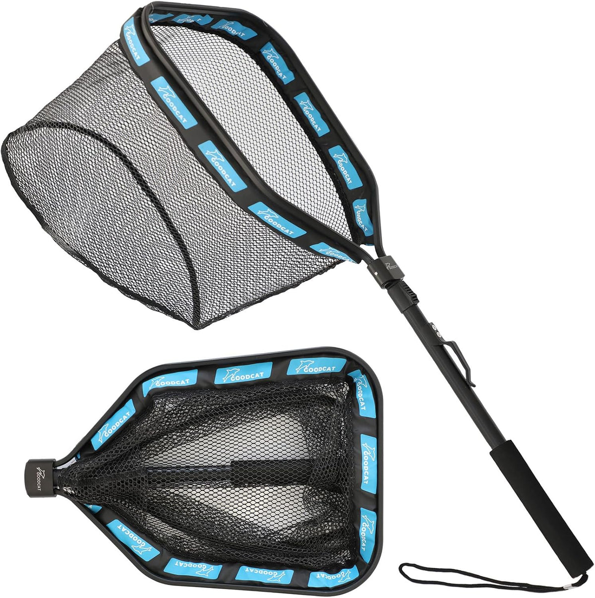 Floating Fishing Net with Magnetic Release, Foldable Landing Net for Kayak Boat Shore Fishing