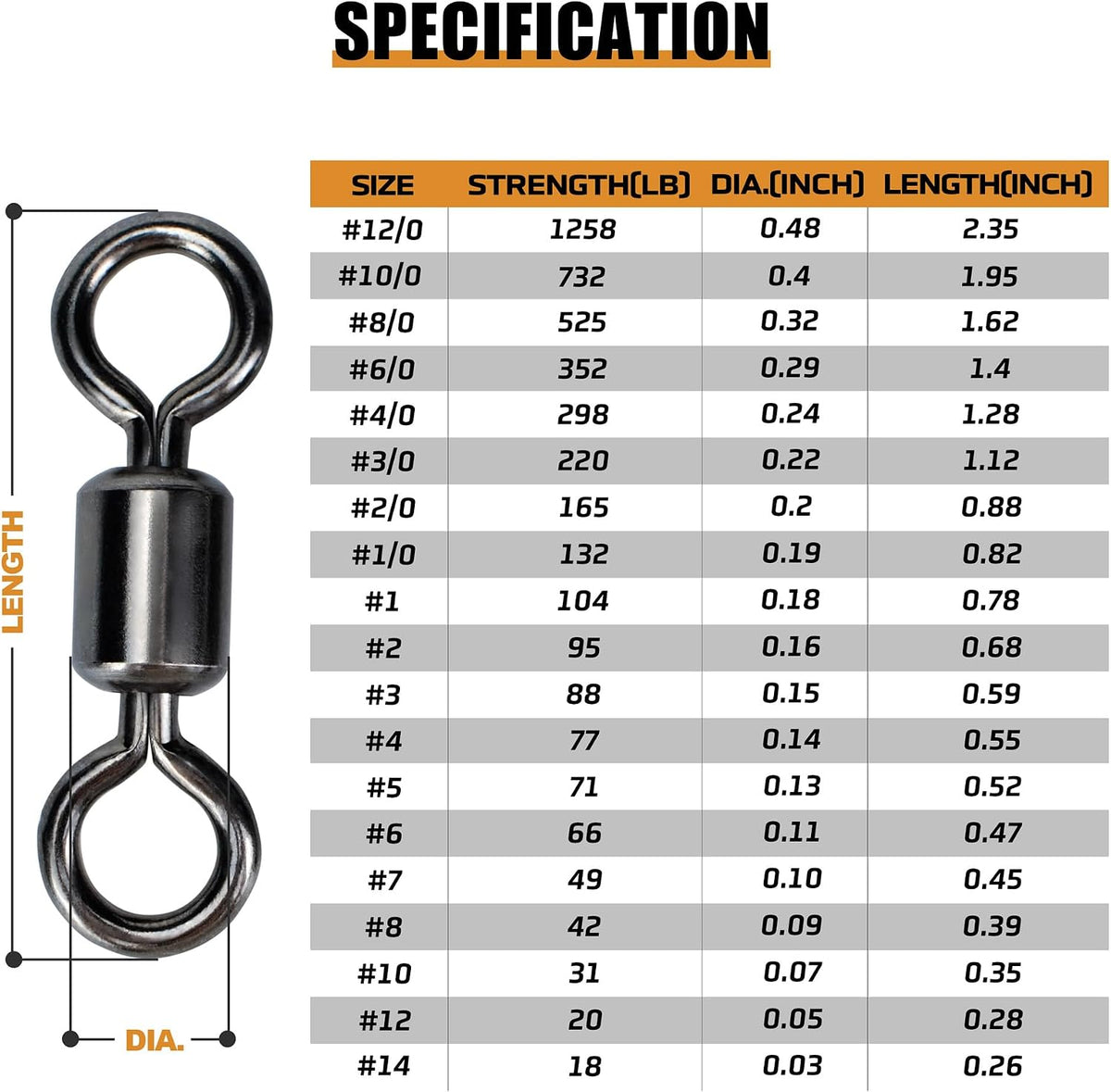 Fishing Swivels Rolling Barrel Swivels High Strength Stainless Steel Rolling Swivels Fishing Hook Line Connector Tackle Accessories