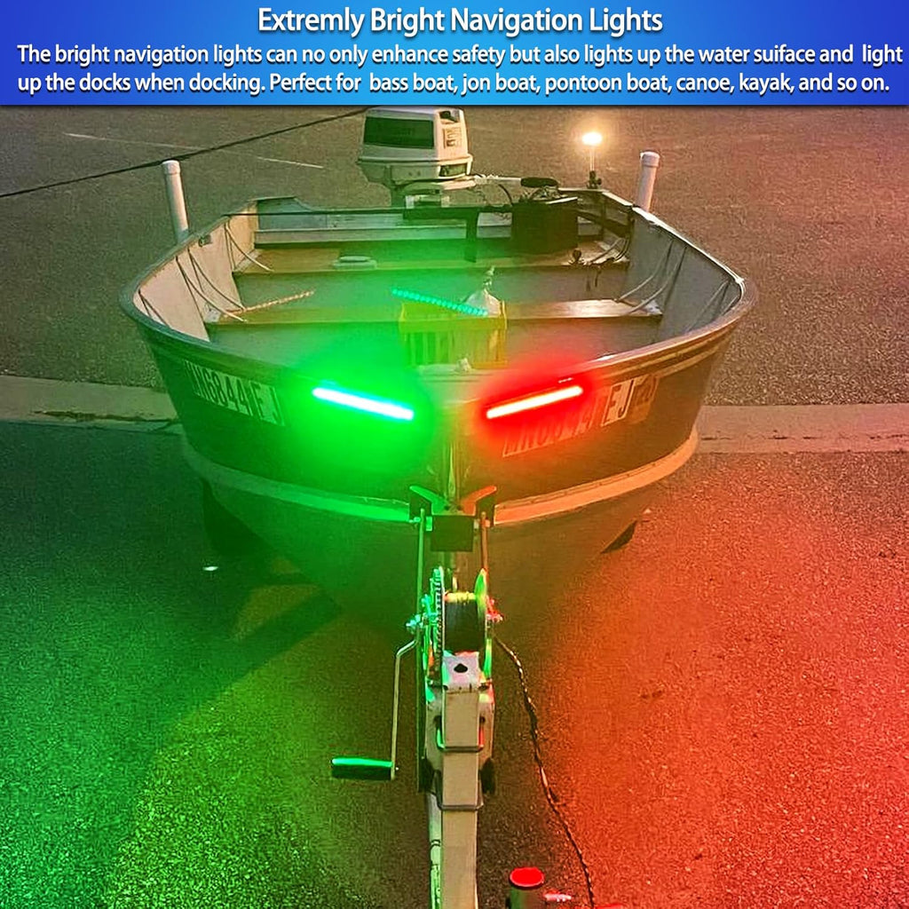 Boat LED Boat Navigation Light, Red and Green Marine Navigation Lights for Boats Led, Boat Bow Lights for Night Fishing Night Boating, Nav Light for Bass Boats, Pontoon, Jon Boats