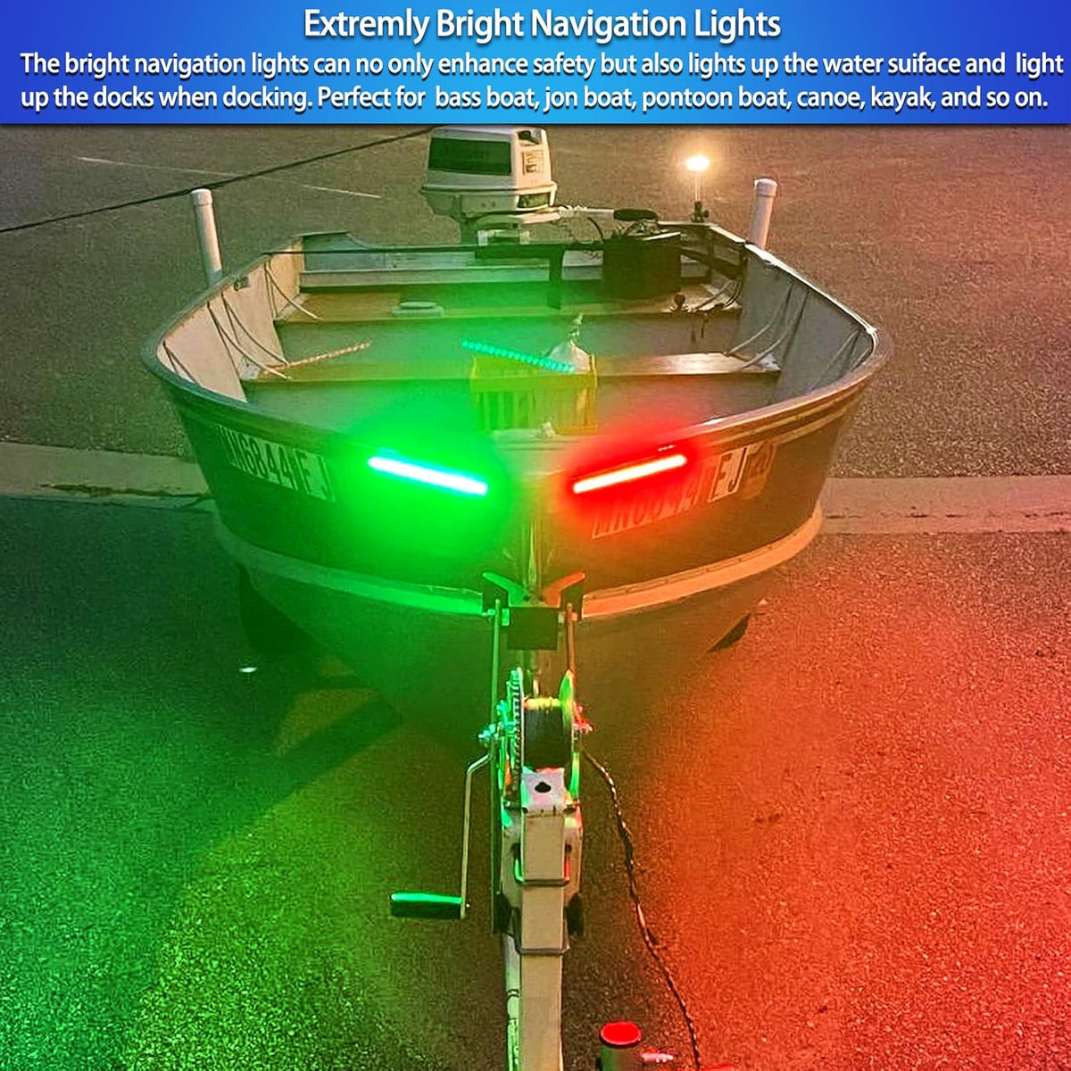 Boat LED Boat Navigation Light, Red and Green Marine Navigation Lights for Boats Led, Boat Bow Lights for Night Fishing Night Boating, Nav Light for Bass Boats, Pontoon, Jon Boats