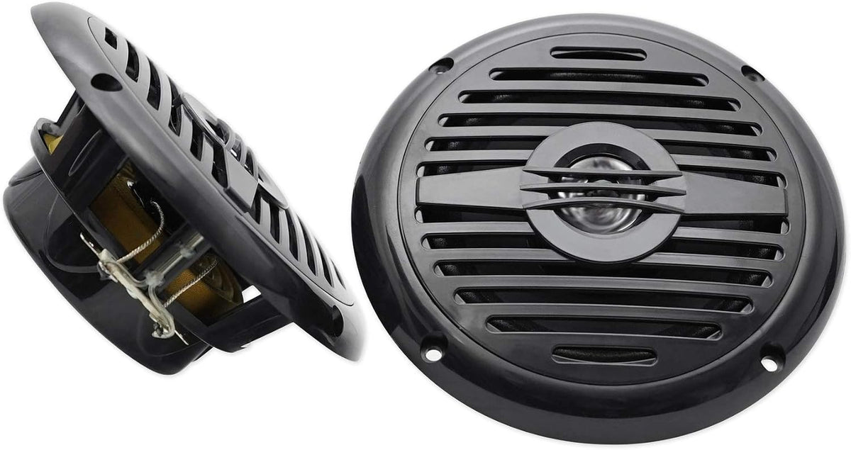 MS525B Black 5.25" 2-Way Waterproof Marine Boat Speakers, Pair