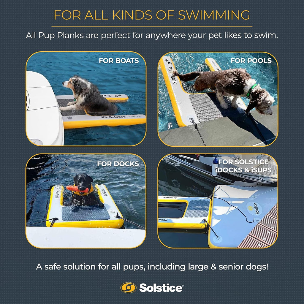 Inflatable Pup Plank, Dog Water Ramp for Boats & Docks - Floating Platform for Pets for Lake, River, Beach & Swimming Pool, Includes Pump, Patent-Protected Design