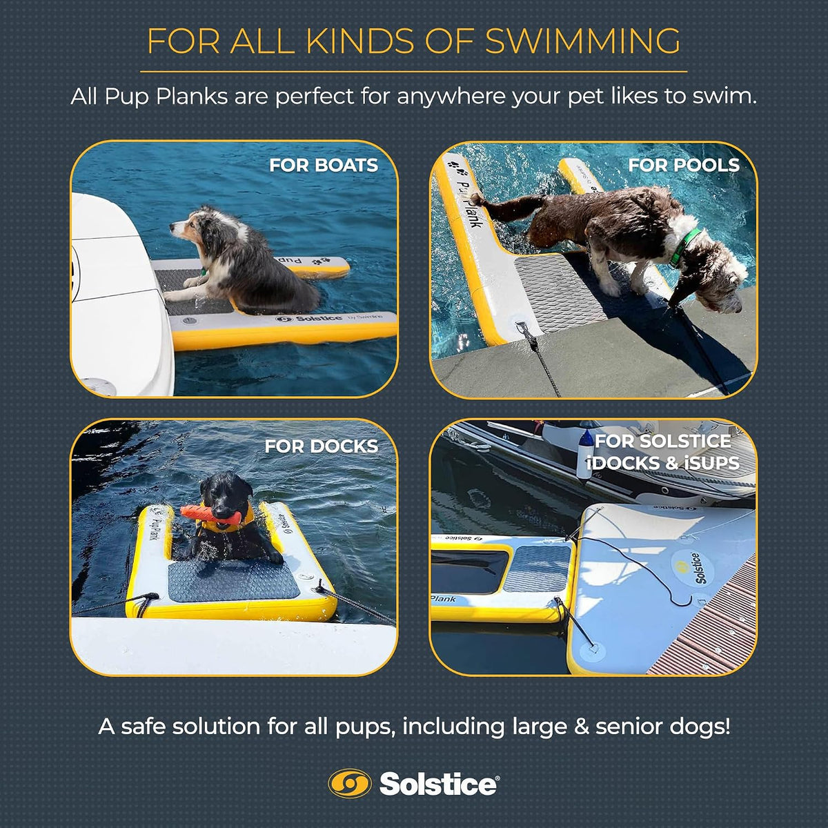 Inflatable Pup Plank, Dog Water Ramp for Boats & Docks - Floating Platform for Pets for Lake, River, Beach & Swimming Pool, Includes Pump, Patent-Protected Design