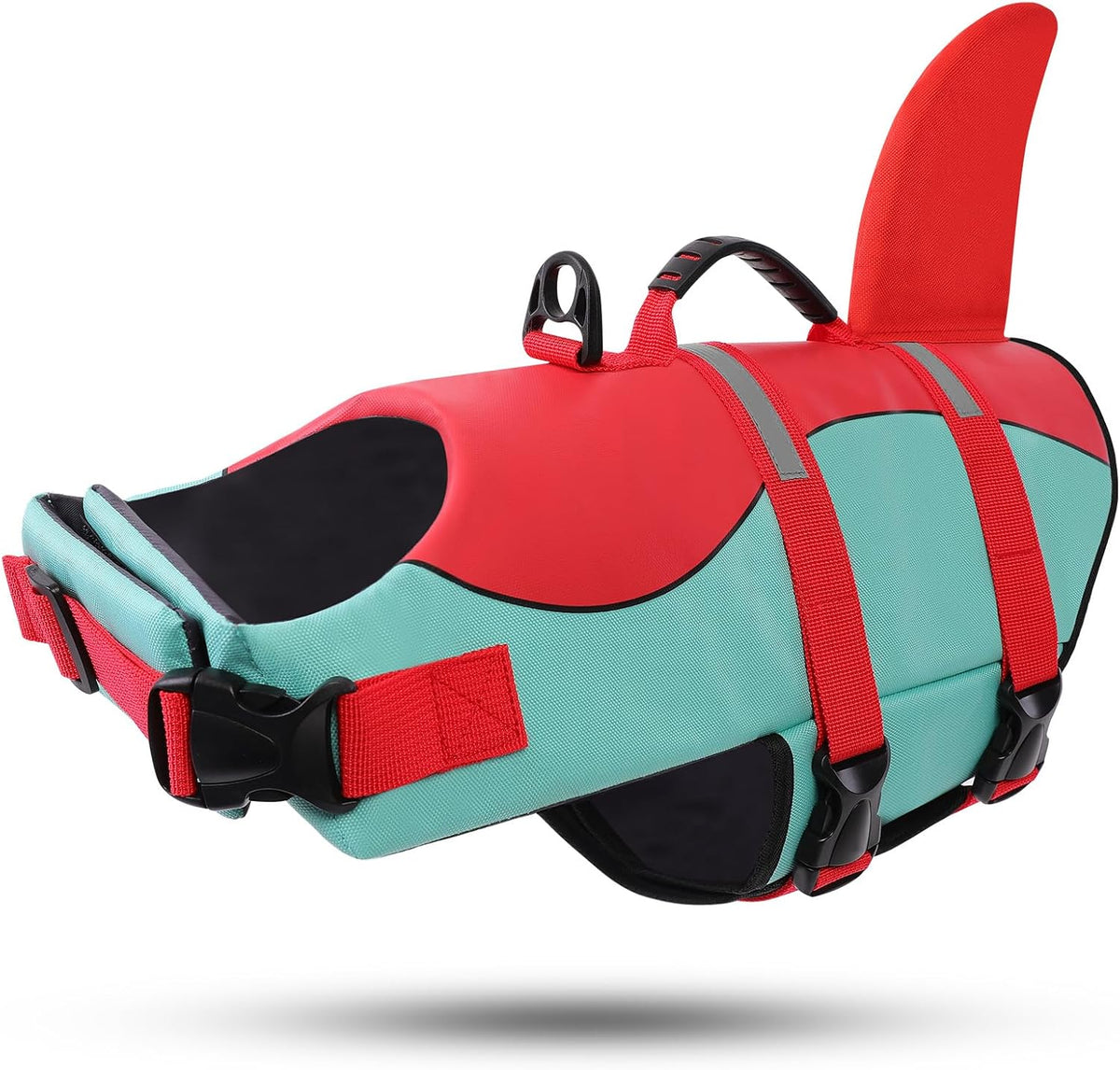 Dog Life Jacket - Pet Safety Vest for Swimming & Boating, Shark Life Jacket with Floatation, Dog Lifesavers Swimsuits for Small Medium Large Dogs (Redgreen, XL)