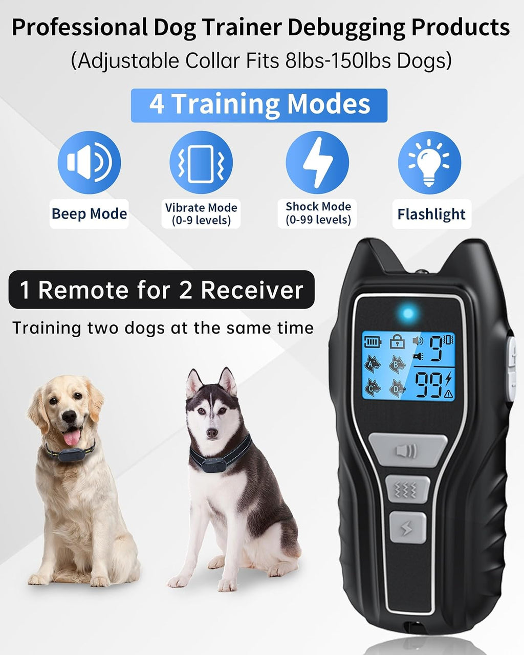 Shock Collar for 2 Dogs, Dog Shock Collar with Remote Control, Purple