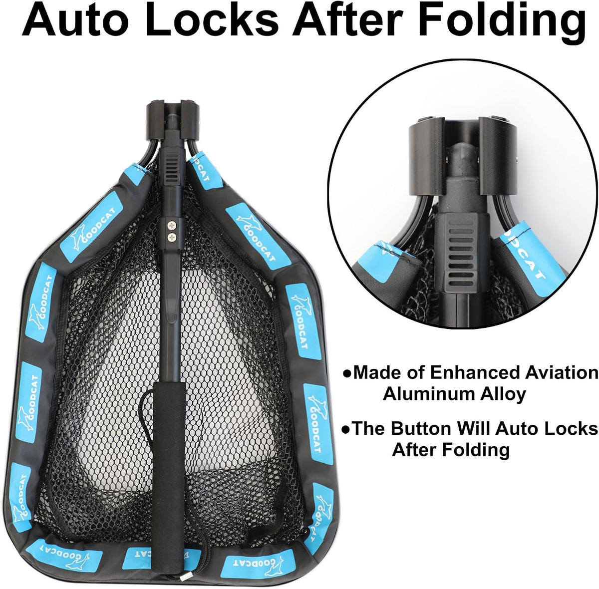 Floating Fishing Net with Magnetic Release, Foldable Landing Net for Kayak Boat Shore Fishing