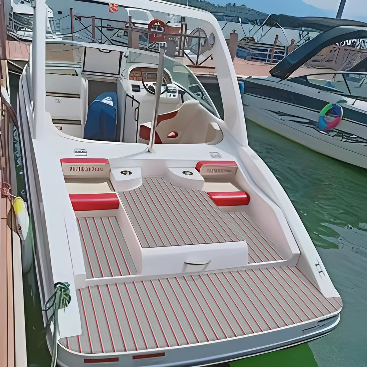 2400*450Mm EVA Foam Boat Decking Sheet Mat Anti-Skid Faux Teak Yacht Marine Flooring Pad Accessories Self-Adhesive Vehicle Pad