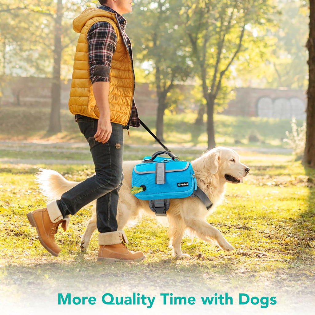 Dog Backpack for Medium Large Dogs, Hiking Saddle Bag, Blue