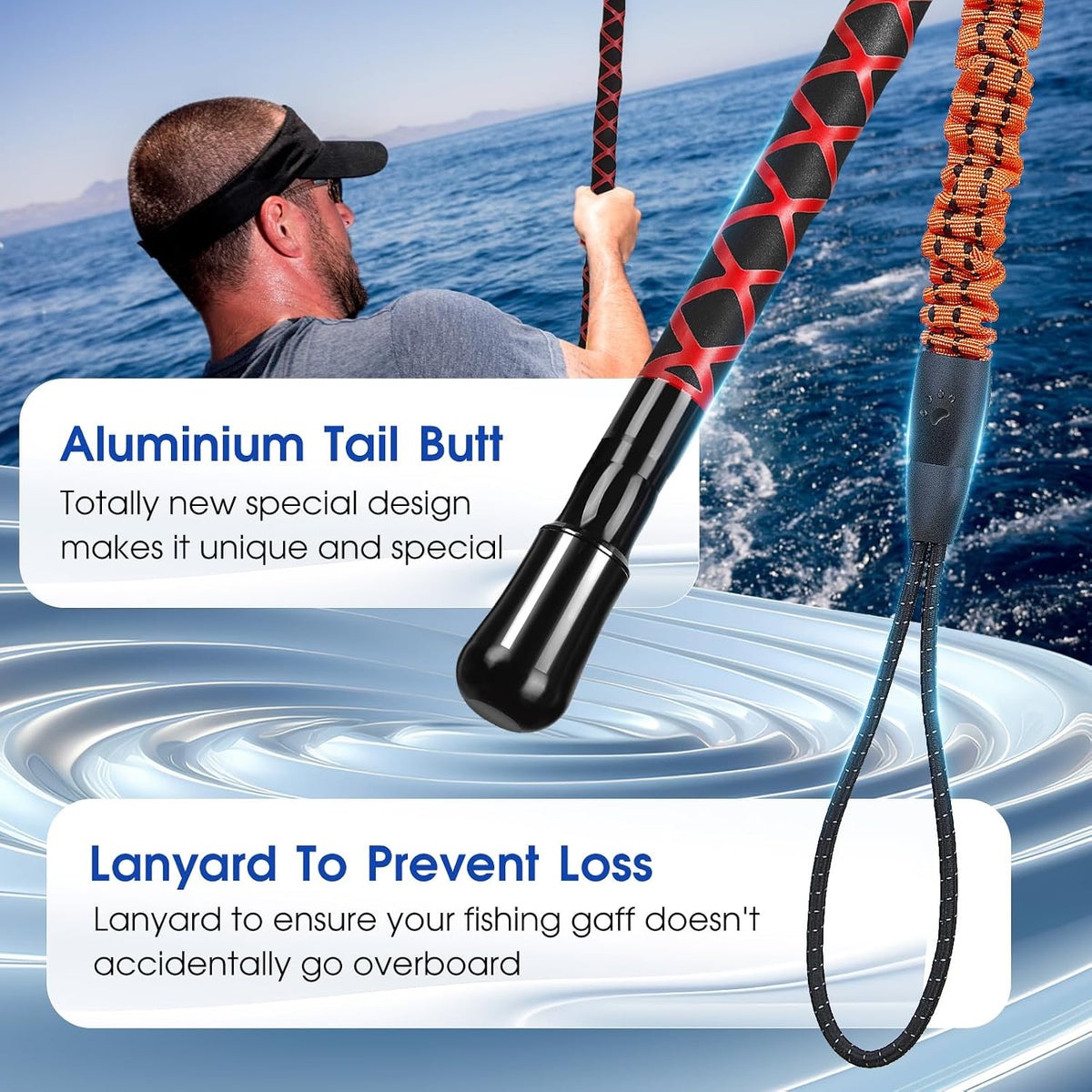 Fishing Gaff Saltwater Fish Gaff with S316 Stainless Steel Fishing Hook Carbon Fiber Fishing Gaff