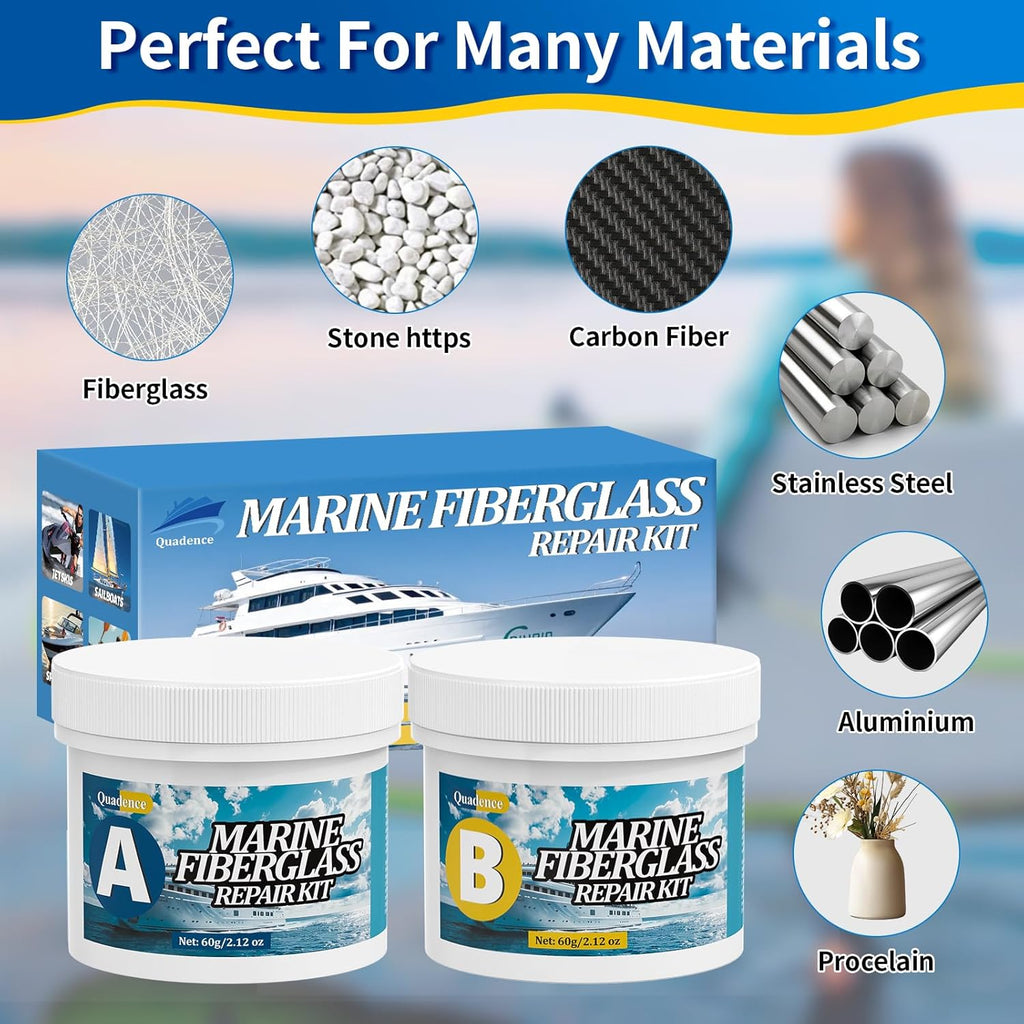 Fiberglass Boat Repair Kit, Marine Fiberglass Repair Kit for Boats, Gel Coat Repair Kit for Boats, Waterproof Epoxy Filler for Fiberglass Boats Fix Holes Chips Pit Cracks (Color Match)