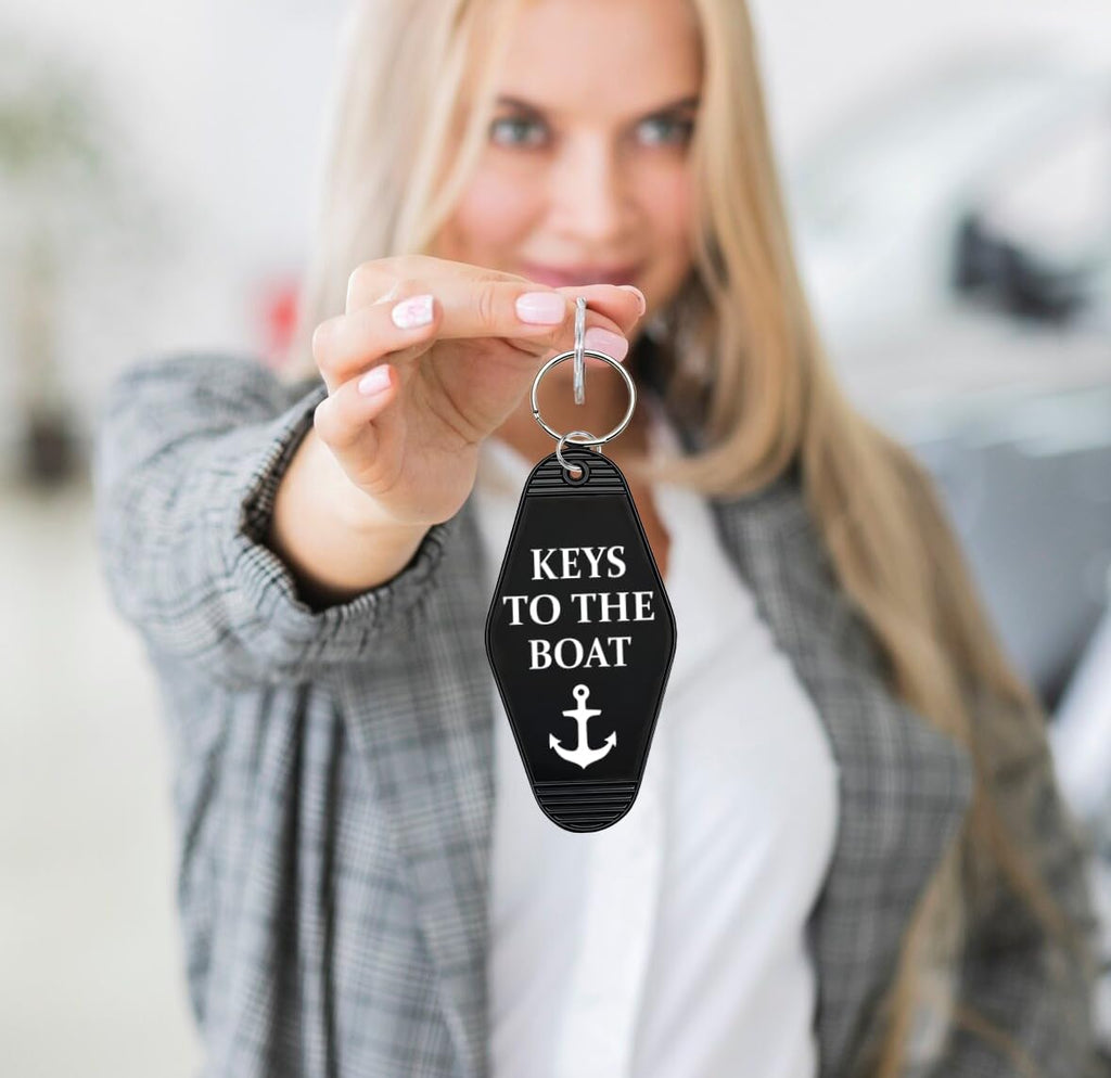 Boat Keychain Key Tag Fob, Keys to the Boat, Boat Owner Boats Driver Captain Gifts Keyring Gift