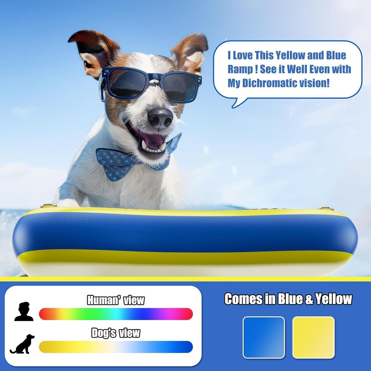 60" X40” Dog Boat Ramp for Large Dogs up to 240 Lbs, Inflatable Floating Dock Platform with Anti-Slip Safe & Easy Water Access, Dog Water Ramp Floats for Boat, Inground Pool, Lake