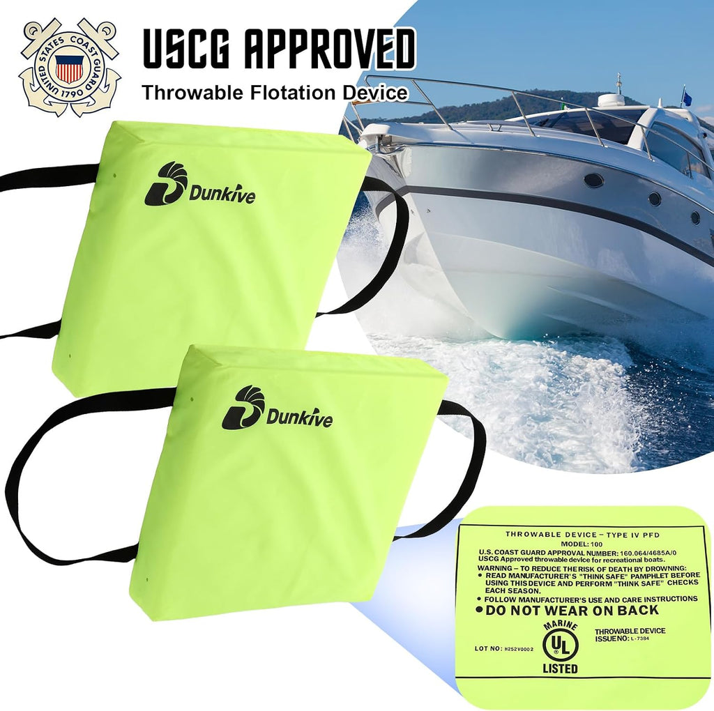 2 Pack Boat Throw Cushions, USCG Approved Type IV Flotation Devices