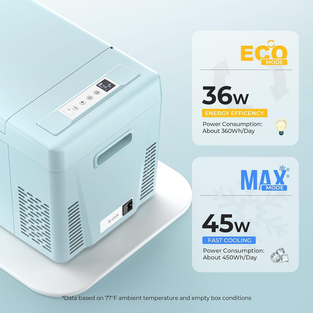 12V Refrigerator 23 Quart, -8℉~50℉ Portable Freezer for Car, Green