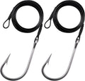 Fishing Shark Rig,2Pcs Surf Fishing Leader Rigs with Tuna Shark Hooks Stainless Steel Cable Leader Wire Rig Deep Sea Fishing Hooks Big Game Leader Rig for Shark Tuna Toothy