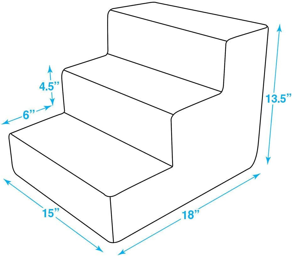 Dog Stairs & Steps - Foam Steps for Small Dogs & Cats, Non-Slip Indoor Balanced Pet Step Support, Dog Ramp, No Assembly, Lambswool, 3-Step (13.5-Inch Height)