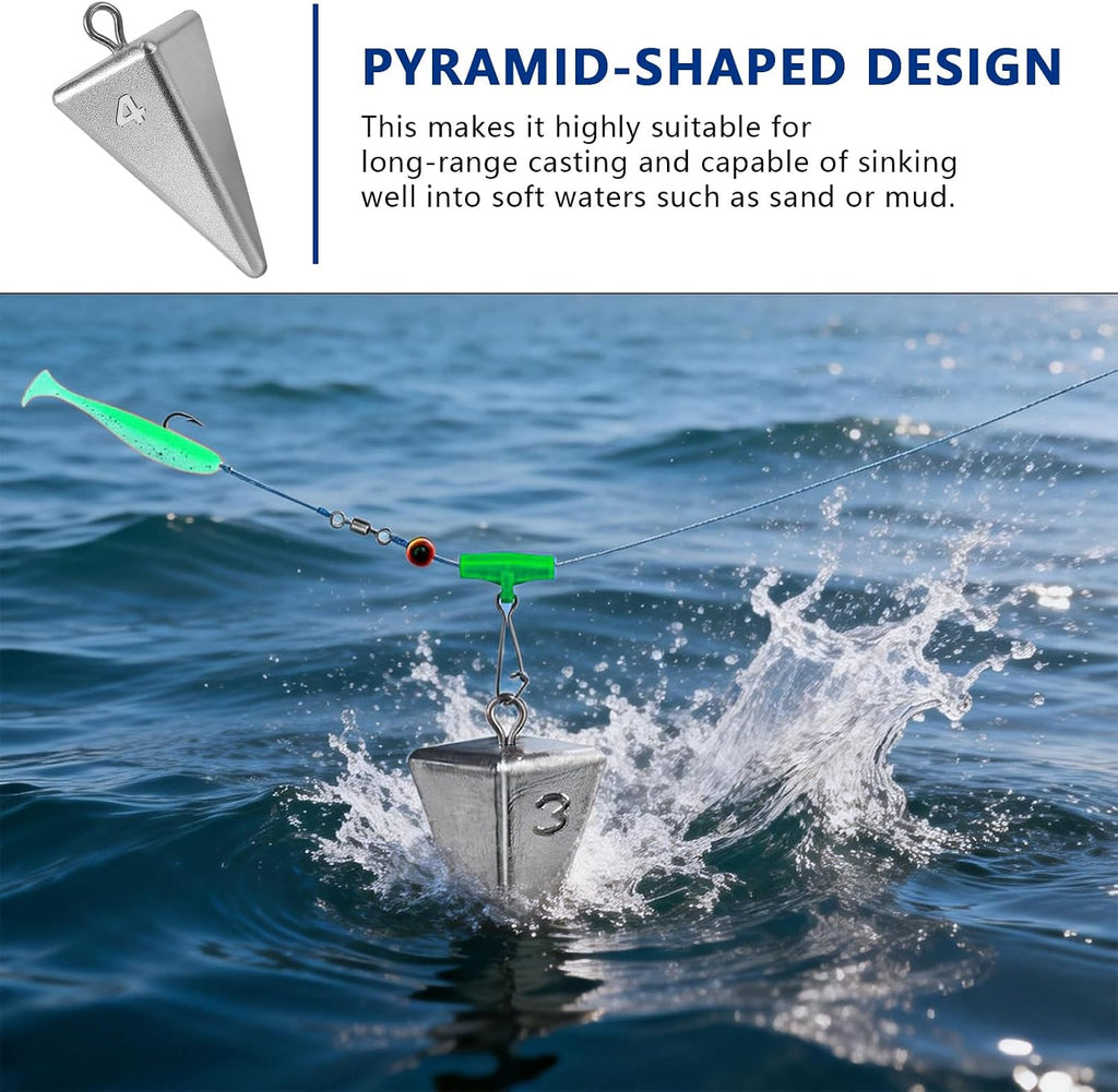 Pyramid Fishing Sinkers Lead Weights for Surf Saltwater