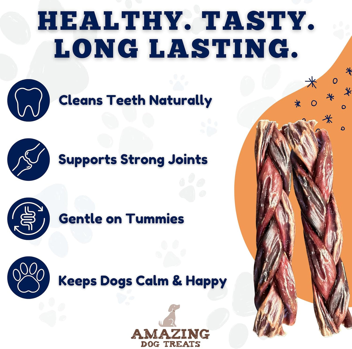 - 6 Inch Braided Gullet Stick (8 Pc/Pack) - Dog Jerky Treats - Beef Esophagus -Gullet for Dogs - Beef Esophagus Dog Treats