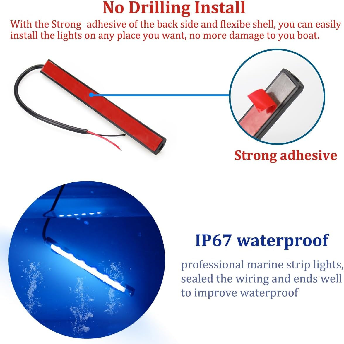 Marine Led Night Fishing, Boat Interior Courtesy Lights, No Drilling Install, Blue
