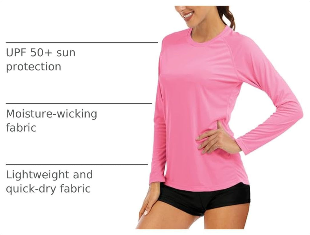 Women'S Long Sleeve Shirts UPF 50+ Sun Protection Shirts for Hiking Fishing Workout Rash Guard