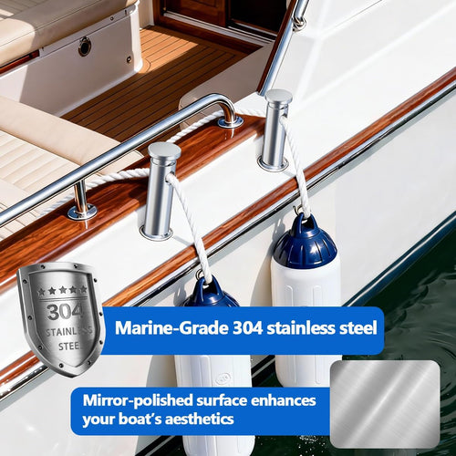 304 Stainless Steel Boat Fender Holder, Adjustable Flush Mount Rod Holder Insert for Fender Lines, 15° Marine Fender Cleat for Pontoon, Yacht, Docking