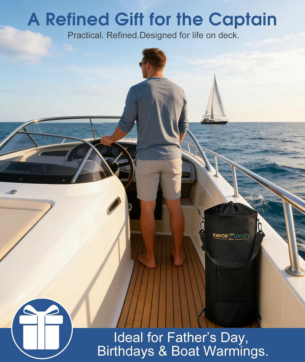 Boat Trash Can, Reusable Waterproof & Wind Resistant Hanging Garbage Container Bag for Boat, Marine, Fishing, RV & Camping Accessories (Black)